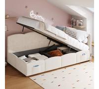 Matteo Upholstered Plush Velvet Single Daybed with Storage & USB in Beige Matteo Beige Single