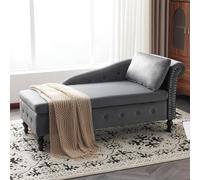 Matteo Velvet Chaise Lounge Sofa with Storage, Grey Matteo Grey