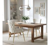 Matteo Velvet Dining Chairs Set Of 2 - Luxurious Beige Lounge Seating With Gold Metal Legs