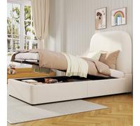 Matteo Velvet Upholstered Children's Single Bed - Hydraulic Storage - Beige Matteo Beige Single