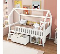 Matteo Versatile Child's Bed with Drawers & Anti-Fall Railings, 90*190cm in White Matteo White