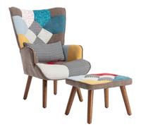 Matteo Vibrant Multi-Colour Lounge Chair & Footstool Set For Living Room - Comfortable & Stylish