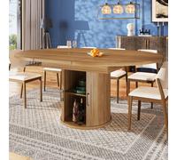 Matteo Walnut Extendable Round to Oval Dining Table with Storage - Seats 6 Matteo Walnut