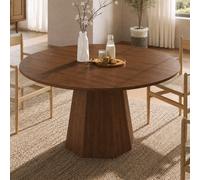 Matteo Walnut Farmhouse Round Dining Table - 120Cm, Seats 4-6, For Kitchen & Dining Room