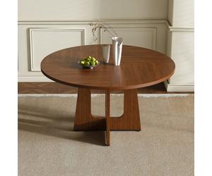 Matteo Walnut Finish Round Dining Table 120Cm - Farmhouse Style 4-6 Seater Kitchen & Dining Room Table With Easy Assembly