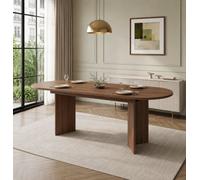 Matteo Walnut Oval Extendable Dining Table 120-160Cm - Modern Wood Grain Finish, Seats 4-6