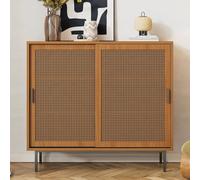 Matteo Walnut Rattan Sliding Barn Door Sideboard - Vintage Storage Cabinet Matteo Walnut