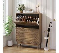 Matteo Walnut Shoe Cabinet - Geometric Storage Matteo Walnut
