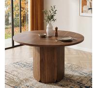 Matteo Walnut Wood Effect Round Dining Table - 4-6 Seater Farmhouse Style Matteo Walnut
