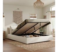 Matteo Warm White Boucle Upholstered Ottoman Double Storage Bed Frame Matteo Warm White Double