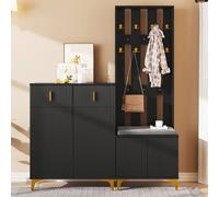Matteo Wavy Texture Wardrobe Set - Black Gold - Modern - Storage Cabinet Matteo Black
