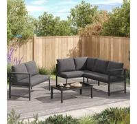 Matteo Weatherproof L-Shaped Garden Sofa Set, Tempered Glass Table 5-6 Seater in Grey Matteo Grey