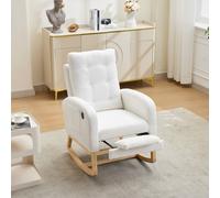 Matteo White Boucle Rocking Chair - USB Charging, Adjustable Footrest Matteo White