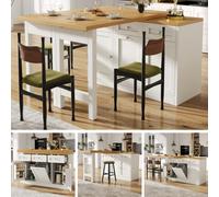 Matteo White Extendable Bar & Dining Table, Integrated Storage, Drawer & Pull-Out Bin Space