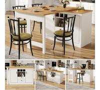 Matteo White Extendable Bar & Dining Table With Storage, 120-180Cm, Swivel Top, Mdf