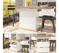 Matteo White Extendable Dining Table 110-140Cm X 80Cm, Space-Saving Kitchen Table For 4-6 People