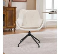 Matteo White Faux Leather Swivel Office Chair With Auto-Return - Modern Ergonomic Design