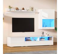 Matteo White High Gloss 3-Piece LED TV Wall Unit - Media Entertainment Centre Matteo White