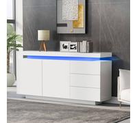 Matteo White High Gloss Sideboard with LED Lights, 2 Doors & 3 Drawers Matteo White