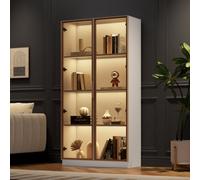 Matteo White Led Display Cabinet With Tempered Glass Doors, Adjustable Shelves & Rgb Lighting