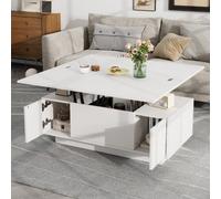 Matteo White Lift-Up Coffee Table With Hidden Storage & Extendable Top, 100Cm