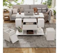 Matteo White Lift-Up Coffee Table with Storage & Hydraulic Lift-Top Matteo White