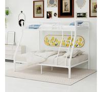 Matteo White Metal Single Bunk Bed with Guardrails & Ladder Matteo White Single