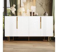 Matteo White Modern Geometric Sideboard With Gold Handles & Feet - 152Cm
