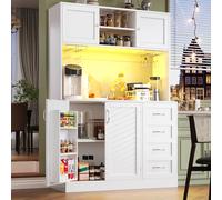 Matteo White Modern LED Sideboard Storage Cabinet with Doors & Drawers Matteo White