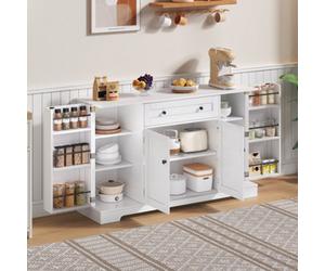 Matteo White Modern Mdf Sideboard - 138Cm - Versatile Storage With Drawer & Adjustable Shelves For Kitchen & Living Room