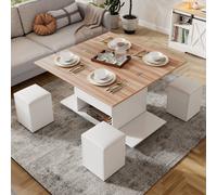 Matteo White & Natural Wood Lift-Top Coffee Table with Storage Matteo White