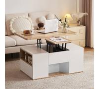 Matteo White & Oak Lift-Up Coffee Table with Storage & 2 Drawers Matteo White