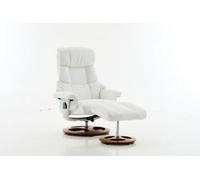 Matteo White Pu Massage Recliner Chair With Ottoman Footstool & 5-Point Massager