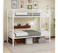 Matteo White Reinforced Metal Bunk Bed - Space Saving Double Sleeper | Size: Single Matteo White Single