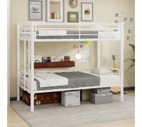 Matteo White Reinforced Metal Bunk Bed With Ladder & Guardrails - 90X190Cm European Single, Space-Saving