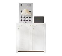Matteo White Sideboard Cabinet With 2 Doors, Adjustable Shelf & Gold Handles, 80X40X80Cm