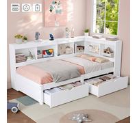 Matteo White Single Wood Daybed with Storage Drawers & Charging Station Matteo White Single