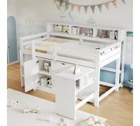 Matteo White Single Wooden Storage Bed - Pull-Out Desk & Storage Matteo White Single
