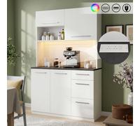 Matteo White Tall Sideboard Cabinet 120Cm With Integrated Power, Usb & Multi-Colour Led Lighting