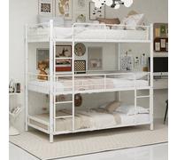 Matteo White Three-Tier Reinforced Iron Bunk Bed - Space-Saving | Size: Single Matteo White Single
