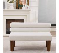Matteo White Upholstered Boucle Accent Bench with Rolled Backrest Matteo White