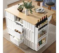 Matteo White Wood Grain Kitchen Island Serving Trolley with Sliding Doors Matteo White