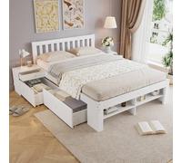 Matteo White Wooden Double Bed Frame with Storage & Bedside Tables Matteo White Double