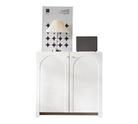 Matteo White Wooden Storage Cabinet with Adjustable Shelf & Gold Handles Matteo White