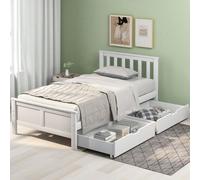 Matteo Wooden Solid White Pine Storage Bed With Drawers Bed Furniture Frame For Adults | Size: Single Fitted Matteo White Single Fitted