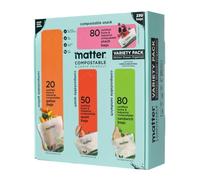 Matter Compostable Kitchen Assorted Resealable Food Storage Bags Variety Pack 230 Count - 80 Snack Bags - 80 Sandwich Bags - 50 Quart Bags - 20 Gallon Bags
