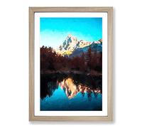 Matterhorn Mountain in Switzerland in Abstract Framed Print | A2 Oak Framed Wall Art | Ready to Hang | Abstract Landscape Picture | Living Room Bedroom Lounge Office