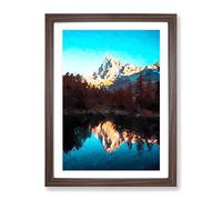 Matterhorn Mountain In Switzerland In Abstract Modern Framed Print | A3 Walnut Framed Wall Art | Ready to Hang | Abstract Landscape Picture | Living Room Bedroom Lounge Office