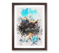 Matterhorn Mountain in Switzerland Watercolour Framed Print | A2 Walnut Framed Wall Art | Ready to Hang | Modern Landscape Picture | Living Room Bedroom Lounge Office
