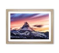 Matterhorn Mountain in Zermatt Framed Print | A2 Oak Framed Wall Art | Ready to Hang | Modern Landscape Picture | Living Room Bedroom Lounge Office